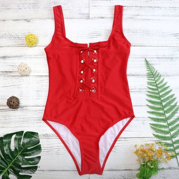 Swim Red Laceup Swimsuit Poshmark